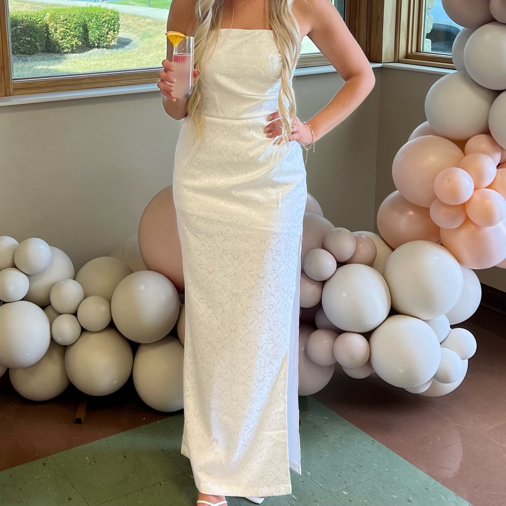 These Three White Elegant Maxi Dress. Worn one time at bridal shower!